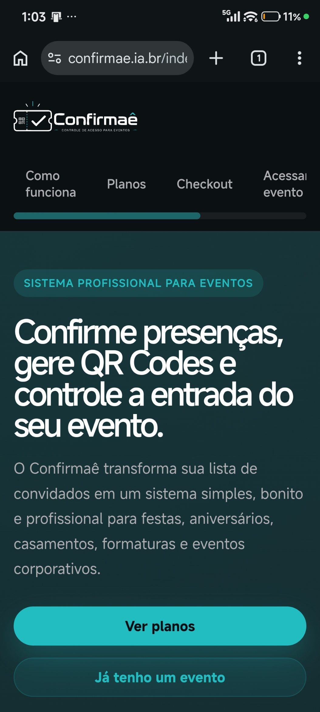 Painel do anfitrião do Confirmaê